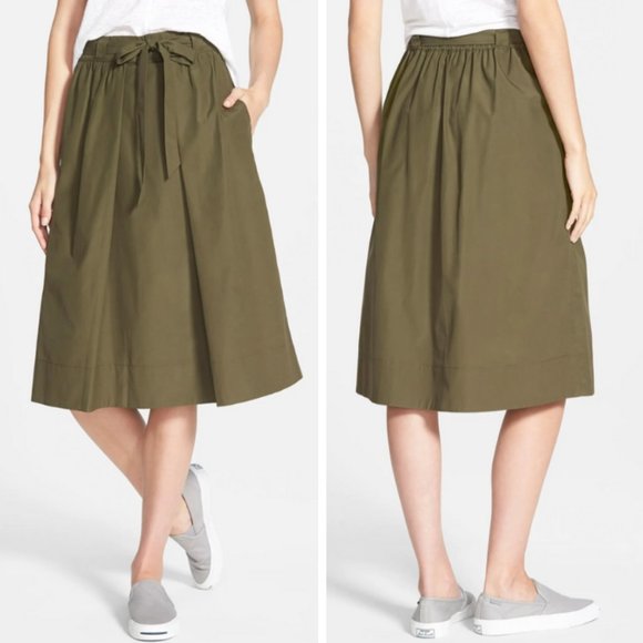 Madewell Dresses & Skirts - MADEWELL Apron Midi Skirt Olive Green Cotton XS